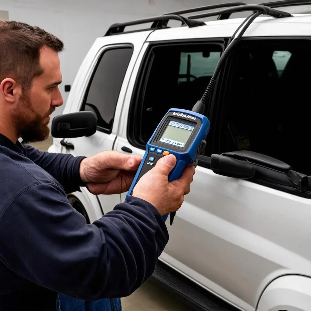 OBD-II scanner in use